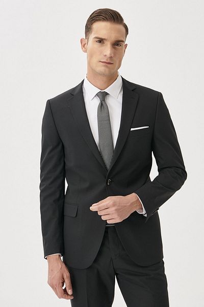 AC&Co / Altınyıldız Classics Pánsky čierny úzky strih s golierom slim Fit