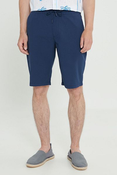 AC&Co / Altınyıldız Classics Pánské lněné šortky Comfort Fit - Námořnická modrá Pohodlné šortky s boční kapsou