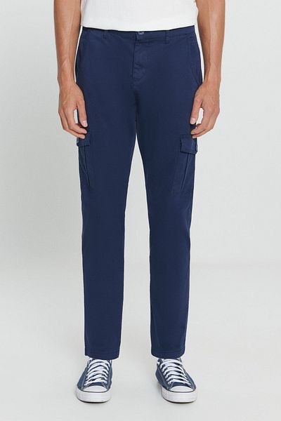 AC&Co / Altınyıldız Classics Men's Navy Blue Extra Slim Fit Slim Fit Cargo Pocket Cotton Stretch Trousers