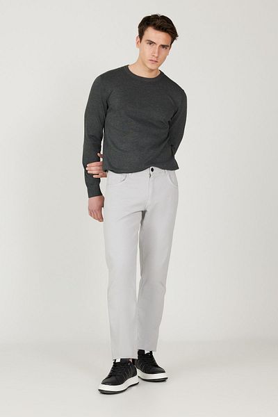ALTINYILDIZ CLASSICS Men's Comfort Fit - Relaxed Fit 5 Pocket Dobby Cotton Trousers