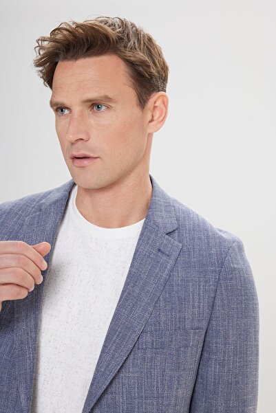 ALTINYILDIZ CLASSICS Jachetă pentru bărbați, albastru bleumarin, cu model diagonal, cu croială relaxată, guler mono