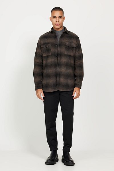 AC&Co / Altınyıldız Classics Men's Brown Patterned Comfort Fit Classic Collar Shirt