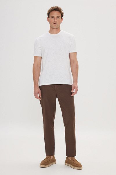 ALTINYILDIZ CLASSICS Pánské tričko Ecru Slim Fit Slim Fit Cotton Crew Neck