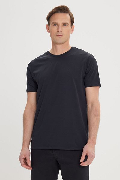 ALTINYILDIZ CLASSICS Черна мъжка тениска Slim Fit - Обло деколте, Slim Fit, Памук