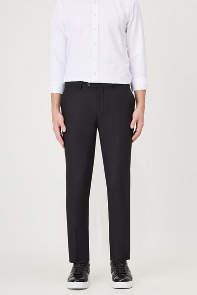 AC&Co / Altınyıldız Classics Pánské černé kalhoty Slim Fit úzkého střihu, klasické postranní kapsy
