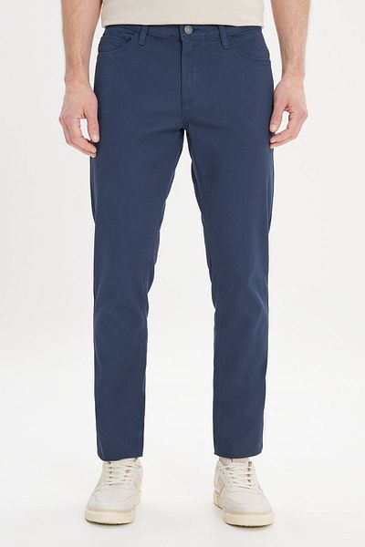 ALTINYILDIZ CLASSICS Men's Navy Blue Slim Fit Slim Fit 5 Pocket Dobby Flexible Trousers
