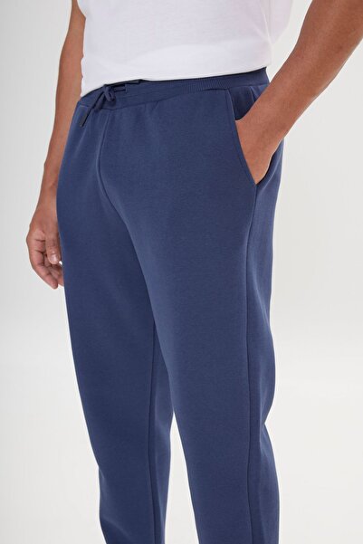 AC&Co / Altınyıldız Classics Men's Navy Blue Standard Fit Regular Cut 3 Thread Fleece Cotton Comfortable Sweatpants