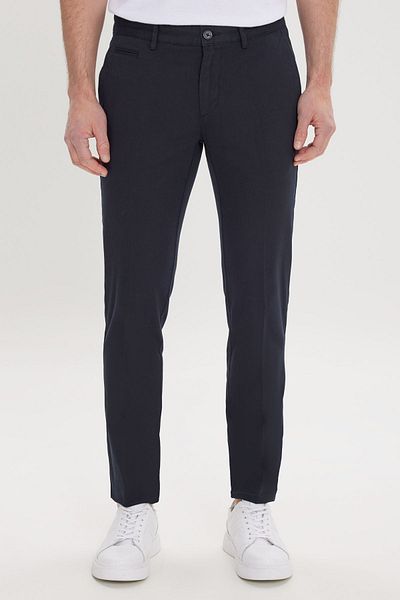 ALTINYILDIZ CLASSICS Černé Slim Fit Stretch Bavlněné pánské kalhoty - boční kapsa a Dobby