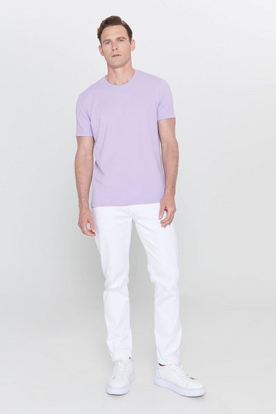 AC&Co / Altınyıldız Classics Ανδρικό μπλουζάκι Basic με μαλακό κλειδί με λαιμόκοψη με μαλακό κλειδί, ανδρικό λιλά