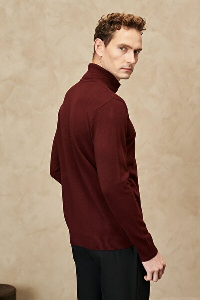ALTINYILDIZ CLASSICS Erkek Bordo Tüylenme Yapmayan Anti Pilling Özellikli Standart Fit Tam Balıkçı Yaka Triko Kazak