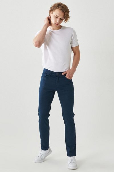 ALTINYILDIZ CLASSICS Ανδρικό Navy Blue Stretch 360 μοιρών σε όλες τις κατευθύνσεις Slim Fit Slim Fit Βαμβακερό άνετο παντελόνι