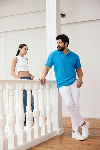 ALTINYILDIZ CLASSICS Tricou turcoaz slim cu guler polo pentru bărbați - 100% bumbac, fără ondulare