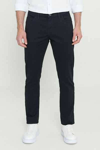 AC&Co / Altınyıldız Classics Černé pánské chino kalhoty Slim Fit Flexible s 5 kapsami