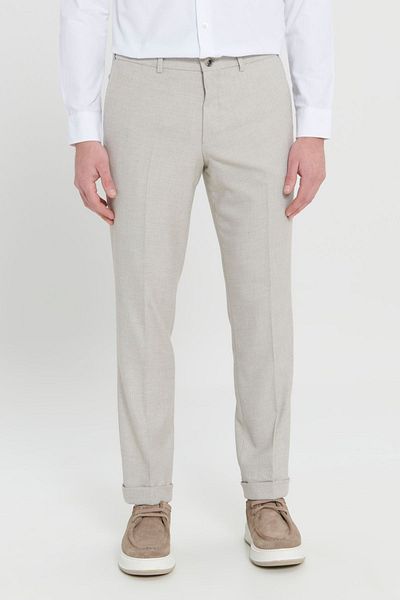 ALTINYILDIZ CLASSICS Ανδρικό μπεζ Comfort Fit, χαλαρή εφαρμογή, πλαϊνές τσέπες, ελαστικό παντελόνι μέσης