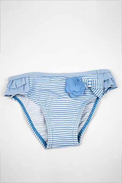 Adisia Baby Girl Blue and White Striped Ruffle Detailed Bikini Bottom