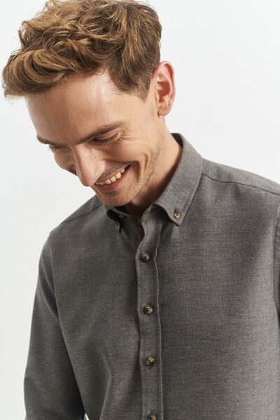 ALTINYILDIZ CLASSICS Men's Brown Slim Fit Slim Fit Button Collar Flannel Lumberjack Shirt