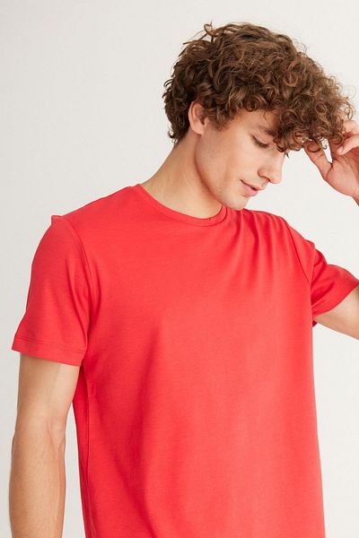 ALTINYILDIZ CLASSICS Ανδρικό μπλουζάκι Pomegranate Flower Slim Fit Slim Fit Crew Neck βαμβακερό μπλουζάκι