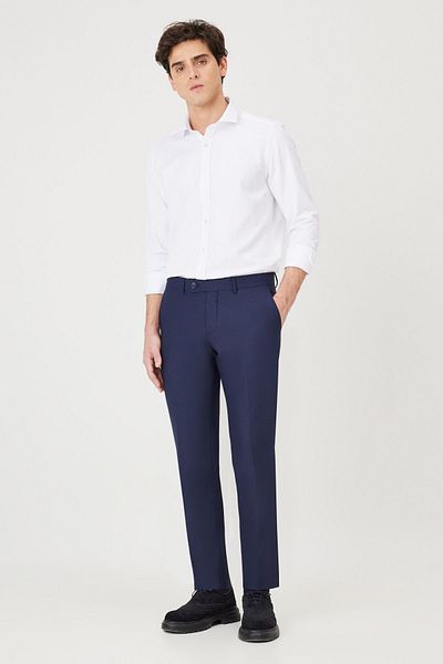 AC&Co / Altınyıldız Classics Pánské kalhoty Slim Fit Slim Fit Classic v námořnické modré barvě