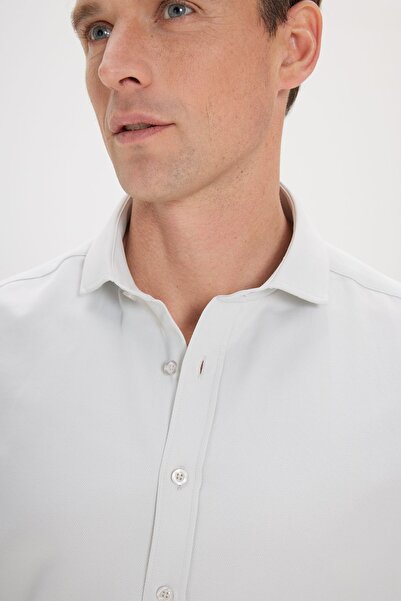 AC&Co / Altınyıldız Classics Ανδρικό πουκάμισο Mint Green Slim Fit - Dobby, Italian Collar