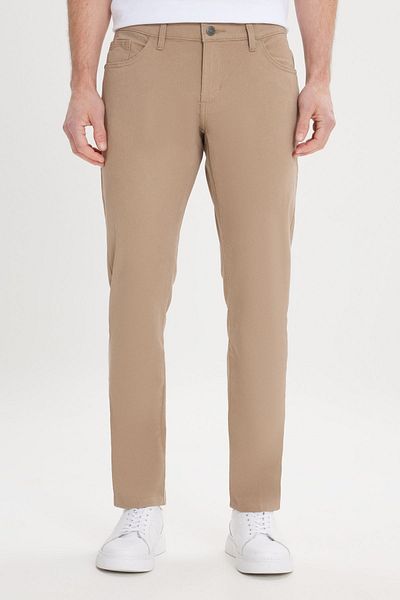 AC&Co / Altınyıldız Classics Men's Slim Fit 5 Pocket Cotton Flexible Chino Pants - Camel