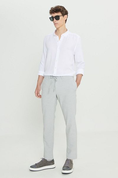 AC&Co / Altınyıldız Classics Λευκό Slim Fit Ανδρικό πουκάμισο - Κλασικό Γιακά, Τετράγωνο σχέδιο, Βαμβακερό