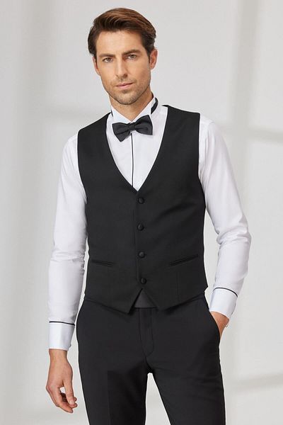 ALTINYILDIZ CLASSICS Schwarze Slim Fit Weste für Herren mit V-Ausschnitt und klassischer Passform