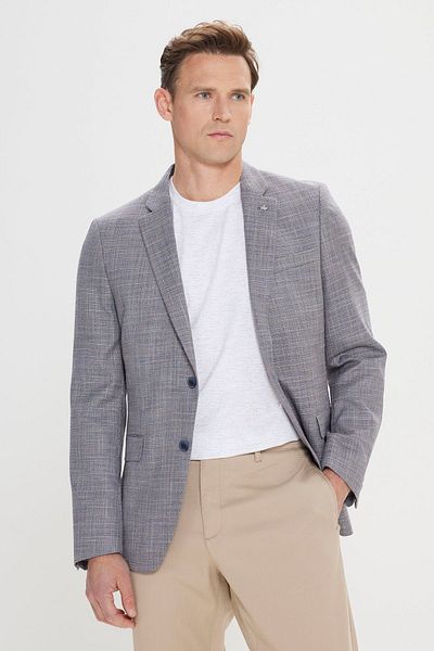 ALTINYILDIZ CLASSICS Ανδρικό Μπλε Navy Comfort Fit Relaxed Cut Mono Collar Casual Blazer Jacket
