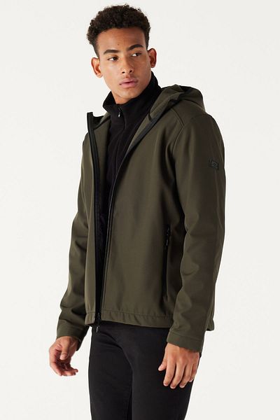 AC&Co / Altınyıldız Classics Ανδρικό παλτό Softshell γιακά με κανονική κοπή με πράσινη κανονική εφαρμογή