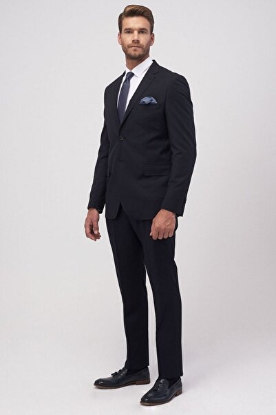 ALTINYILDIZ CLASSICS Férfi sötétkék gyapjú, karcsúsított, víz- és foltálló nano öltöny