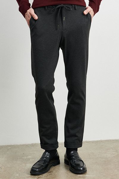ALTINYILDIZ CLASSICS Чоловічі антрацитові еластичні штани Slim Fit з поясом, що облягають фігуру
