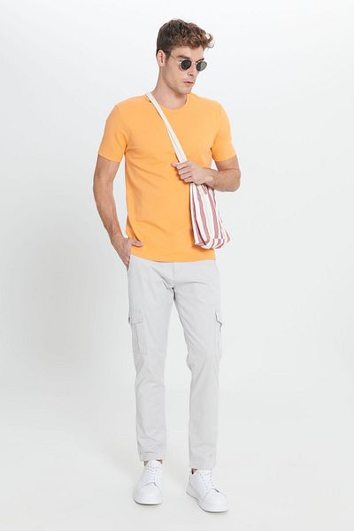 AC&Co / Altınyıldız Classics Ανδρικό μπεζ Extra Slim Fit Slim Fit Cargo Pocket Βαμβακερό ελαστικό παντελόνι