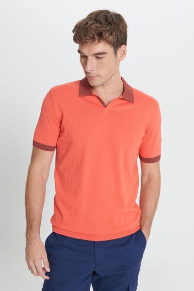 AC&Co / Altınyıldız Classics Férfi Coral Standard Fit normál szabású pólógallér, 100% pamut kötöttáru póló