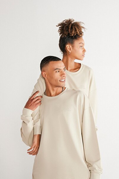 AC&Co / Altınyıldız Classics Εύκαμπτο φούτερ Unisex Beige Oversize Loose Fit ...