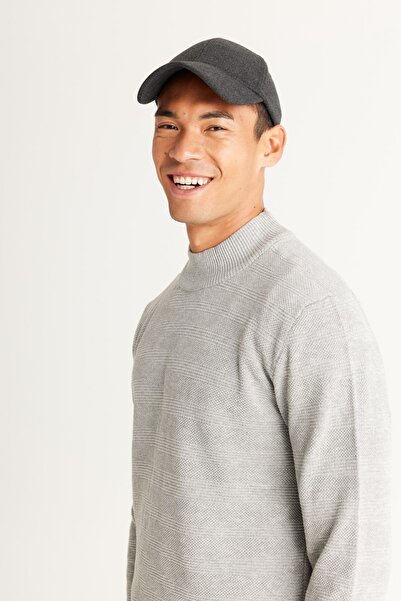 AC&Co / Altınyıldız Classics Pulover pentru bărbați, gri Melange, cu croială obișnuită, tricotaje jacquard din bumbac, cu croiala normală