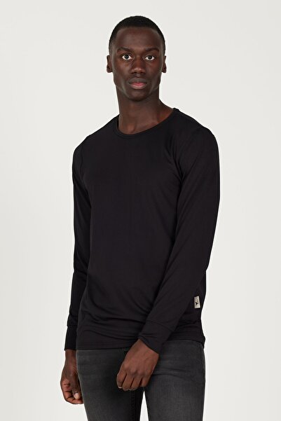 AC&Co / Altınyıldız Classics Men's Heat-Keeping Breathable Flexible Thermal Black Standard Fit Regular Cut Top Underwear