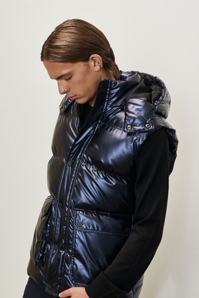 AC&Co / Altınyıldız Classics Ανδρικό φανελάκι με κουκούλα κανονικής κοπής, μπλε Navy Standard Fit