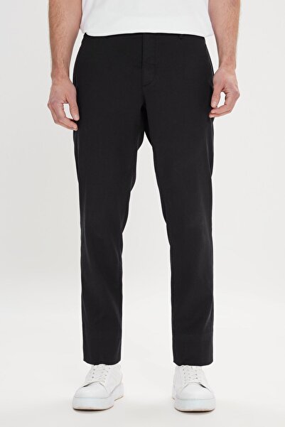 ALTINYILDIZ CLASSICS Черен комфортен мъжки панталон - отпусната кройка, стран...