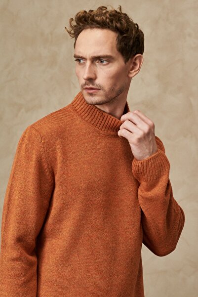 ALTINYILDIZ CLASSICS Чоловічий трикотажний светр з напівводолазкою кахельного кольору з сардоном і м'якою текстурою