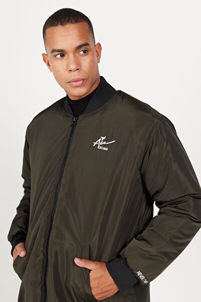 AC&Co / Altınyıldız Classics Ανδρικό παλτό κολεγιακού γιακά με φαρδιά κοψίματα Khaki Oversize