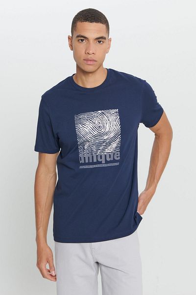AC&Co / Altınyıldız Classics Ανδρικό μπλουζάκι Navy Blue Comfort Fit Relaxed Fit 100% Cotton Crew Neck T-shirt