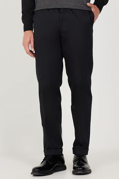 ALTINYILDIZ CLASSICS Ανδρικό μαύρη λεπτή εφαρμογή Slim-fit ύφασμα Gabardine με σχέδιο βαμβακερό εύκαμπτο ελαστικό παντελόνι μέσης
