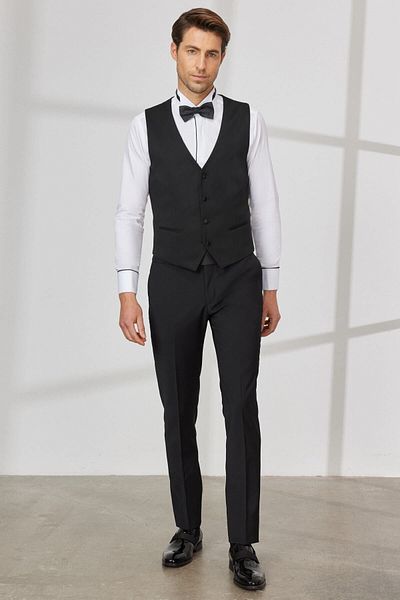 ALTINYILDIZ CLASSICS Schwarze Slim Fit Weste für Herren mit V-Ausschnitt und klassischer Passform