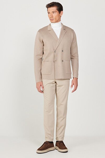 ALTINYILDIZ CLASSICS Мъжко трикотажно яке с двуредна яка и стандартна кройка от норка