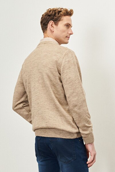 ALTINYILDIZ CLASSICS Erkek Vızon-kemık Standart Fit Normal Kesim Bisiklet Yaka Dokulu Desenli Triko Kazak