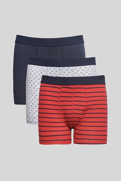 AC&Co / Altınyıldız Classics 3er-Pack flexible Baumwoll-Boxershorts für Herren in Marineblau und Rot