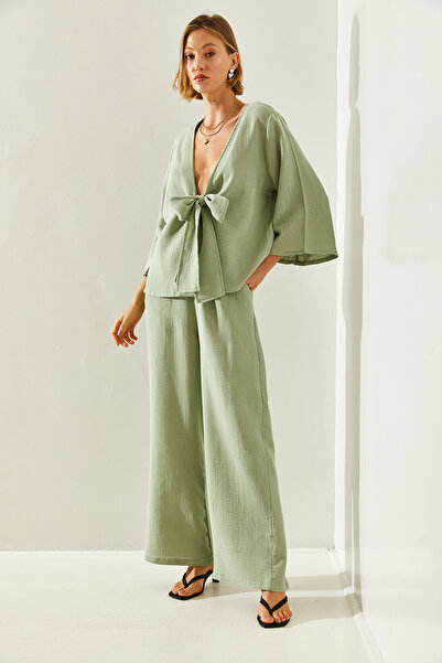 Bianco Lucci Palazzo 1086 Women's Lower-Upper Set - With Tie Detail60251433