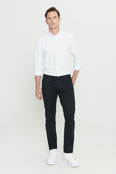 AC&Co / Altınyıldız Classics Černé pánské chino kalhoty Slim Fit Flexible s 5 kapsami