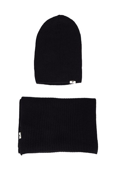 AC&Co / Altınyıldız Classics Schwarzes, winddichtes, warmes Strickschal-Beanie-Set für Herren