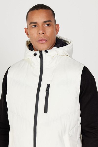 ALTINYILDIZ CLASSICS Men's Ecru Standard Fit Regular Cut Hooded Vest