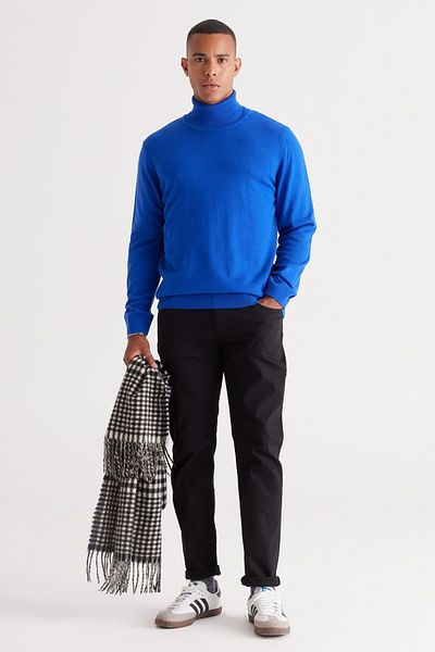 ALTINYILDIZ CLASSICS Мъжки Saks Blue - трикотажен пуловер с нормална кройка, който не се надрасква